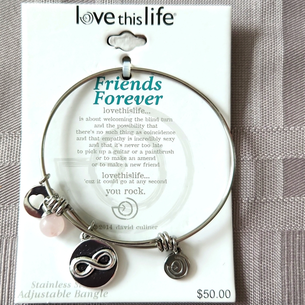 Love This Life Stainless Steel Adjustable Bangle